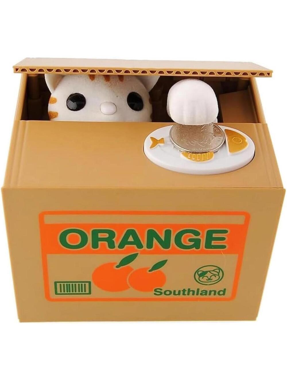 Cute Cat Coin Bank - Orange Box Design Brand New in Open Box